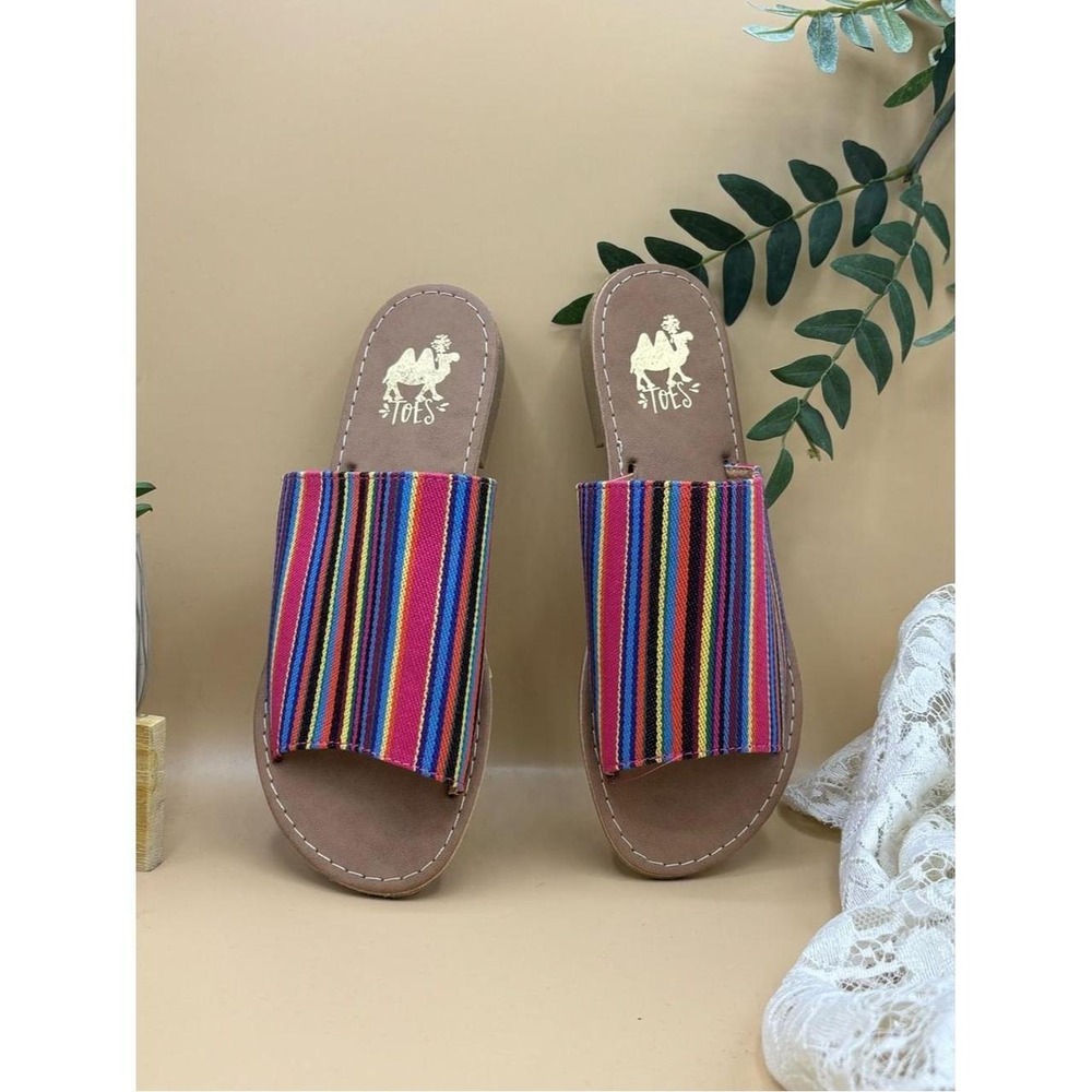 Camel Toes Striped Multicolor Slide Sandals
